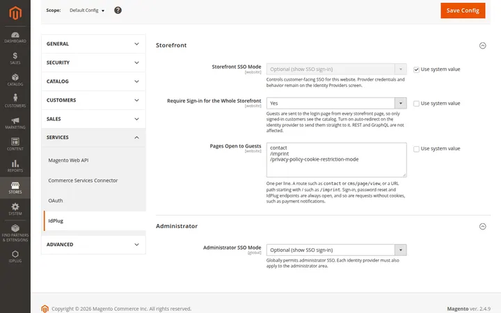 Private storefront: require sign-in for a website with configurable open pages.
