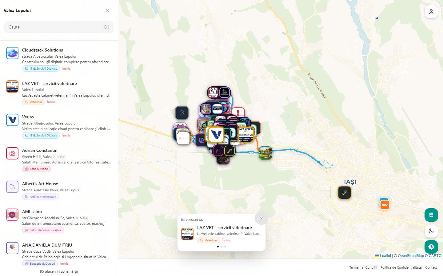 În Valea Lupului interactive business directory map with local listings